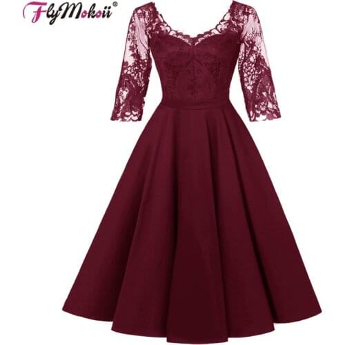 Three Quarter Sleeve Pleated Backless Lace Dress Women Plus Size Sexy V-Neck Party Dress Elegant Night Ball Gown