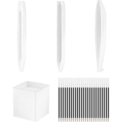 1 Set Crystal Epoxy Resin Pen Ballpoint Holder Mold Plant Flower Pot Casting Silicone Mould DIY Crafts Decor Making Tool