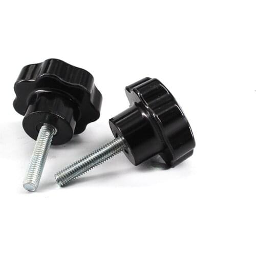2pcs M10 Clamp Knob 50mm Star Head Male Thread Mechanical Thumb Nut 30/40/50/60/80mm Length Bakelite Tighten Clamping Nut Handle