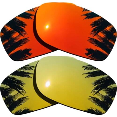 24K Gold Mirrored & Orange Red Mirrored Polarized Replacement Lenses for Fives Squared Frame 100% UVA & UVB
