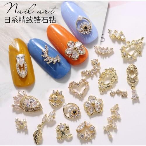 3pieces 3D metal Zircon Nail art jewelry japanese nail decorations top quality zircon crystal manicure zircon diamond charms
