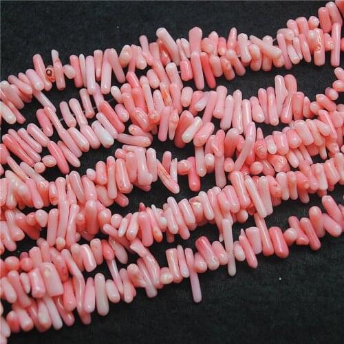 3 Strings Natrue Pink Coral Beads Chips Middel Hole For Women Necklace Making Size 10-15MM 40CM Length Free Shipping