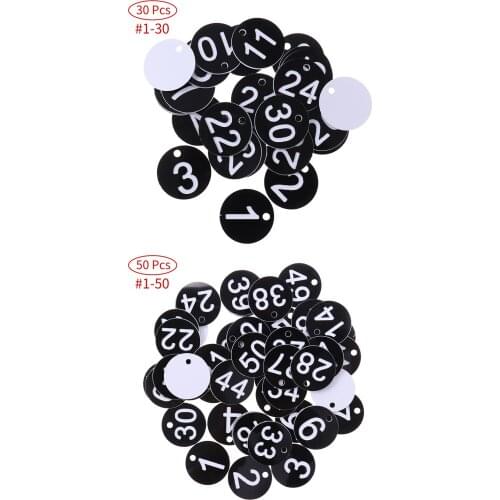 30/50Pcs Locker Number Tags Round Key Rings Digit Discs Plastic Number Hangers ID Number Labels Organizer Hanging Numbers Loops