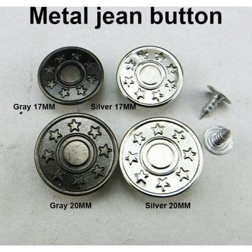 30PCS 17MM metal jean Star button 20MM Decorative brand round ring buttons clothes accessory MJB-301G