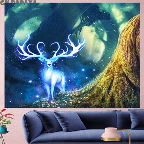 3D Elk tapestry wall hanging cartoon Home Decor kids Wall Hanging tapestry Nordic Style forest Starry Tapestries farmhouse decor