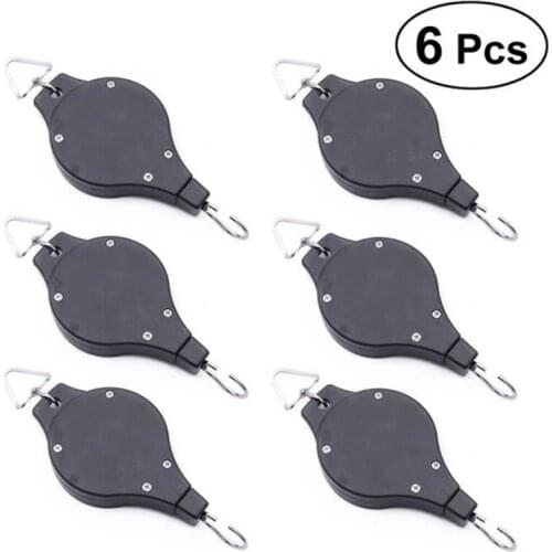 6 Pcs Telescopic Hooks Retro Hanging Garden Basket Pull Down Hanger Retractable Pulley Baskets Plant Pots Hanging Basin Hook