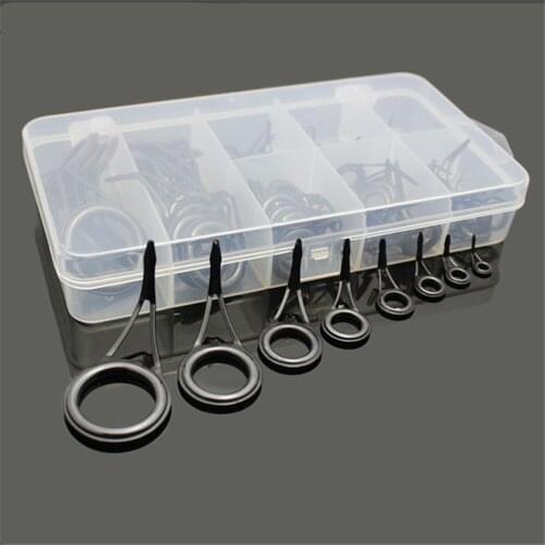 75pcs/lot 8 Sizes Fishing Rod Guides Kits Ceramics & Stainless Steel Circle Fishing Rod Accessories Repair Tool