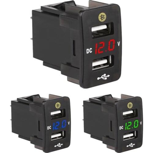 Car Dual USB Charger with Voltmeter Car Accessories for Honda