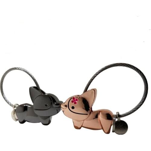 Corgi keychain for women steel wire key chain cute dog keychain key holder high quality portachiavi chaveiro llaveros bag charm