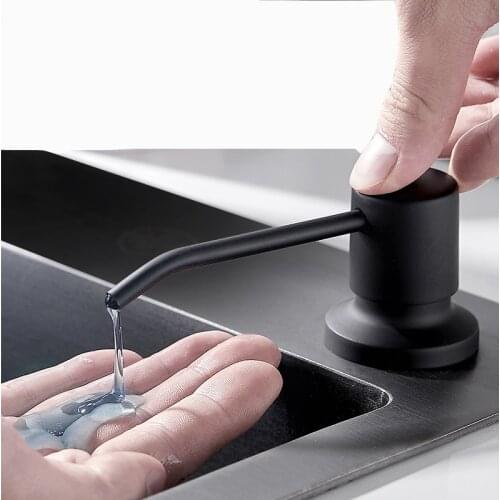 200ML Soap Dispenser for Kitchen Sink Stainless Steel Refill From The Top Built In Design for Counter with Liquid Soap Bottle