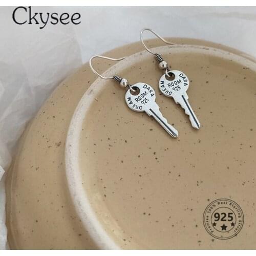 Ckysee Design 925 Sterling Silver Earring Key Simple Daily Earrings For Women Trendy Silver 925 Fashion Jewelry Gift 2021