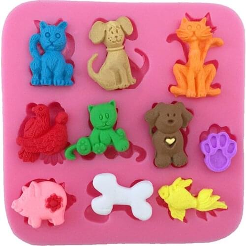 Cat Bird Pig Fish Shape Silicone Mold Animal Baby Birthday Fondant Cake Decorating Chocolate Gumpaste Clay Candy Resin Moulds