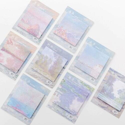 Creative Painting Square Tearable Memo Pad Kawaii Cute Sticky Note Planner Paper Stationery Self-Adhesive Sticker Page Index