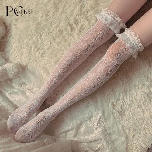 Lolita Lace Stockings Women Thigh Transparent Over Knee Socks JK Long Stocking Stockings Pantyhose Dress