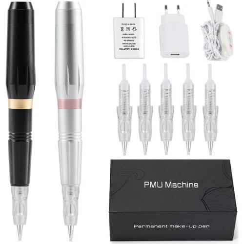 PMU Machine Permanent Makeup Eyebrow Tattoo Machine Pen Gun Digital Microblading Eyeliner Lip Rotary Tattoo Cartridge Needles