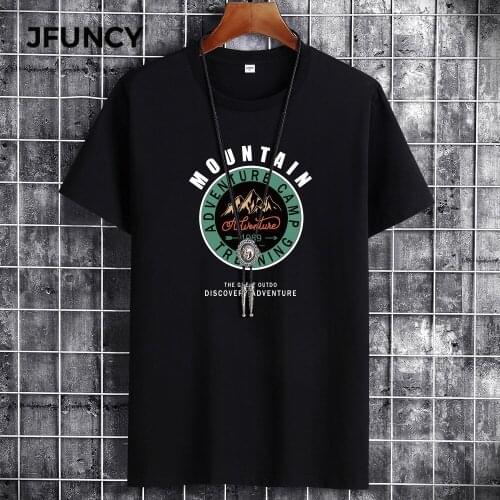 JFUNCY Summer Cotton Plus Size Man Tshirt StudentsT-shirts Men Casual T Shirt Fashion Trendy Loose Streetwear Short Sleeve Top