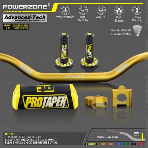 Handlebar For Pro Taper Pack Bar 1-1/8" Classic Handle bar Pads Grips Pit Pro Racing Dirt Pit Bike Motorcycle With CNC Adapter