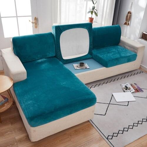 Plush Solid Sofa Cushion Cover Elastic Velvet Removable l-shaped Seat Slipcovers Dust-proof Universal All-inclusive Protectors