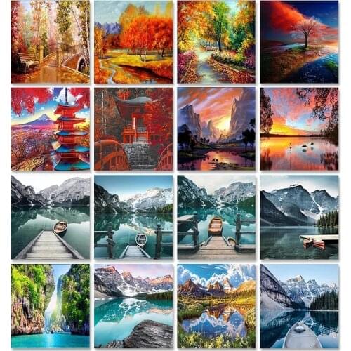 Paint By Numbers For Adults Children DIY HandPainted Oil Painting lake Landscape Picture Paint Home Decoration