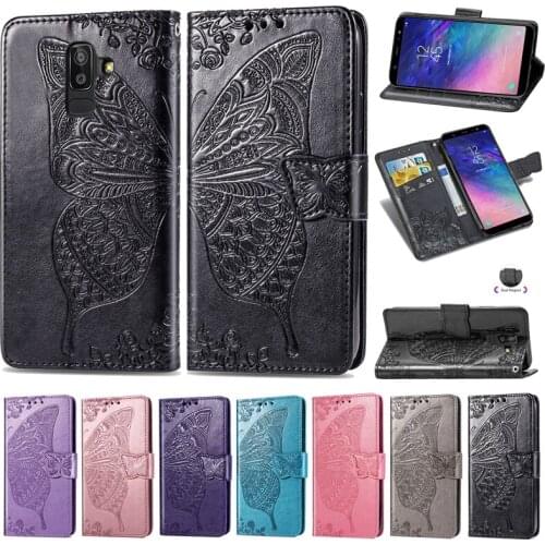 Luxury BUTTERFLY Flip Case For SAMSUNG GALAXY A6PLUS A6+ A6 PLUS 2018 Fashion Soft SILICONE SLOT Cover Wallet Leather Cases