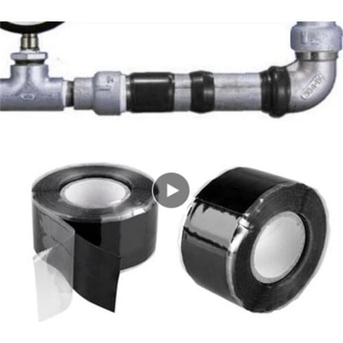1PC Self-adhesive Self-fluxing Tape Kitchen Garden Bathroom Water Pipeline Repair Tape Black Silicone Sealing Tape 2.5cm*1.5m