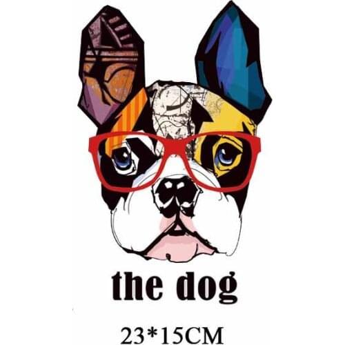 Cute Dog Patch Iron on Transfer Animal Letter Patches for Clothes Vinyl Stickers DIY T-shirt Accessories Applique Heat Press