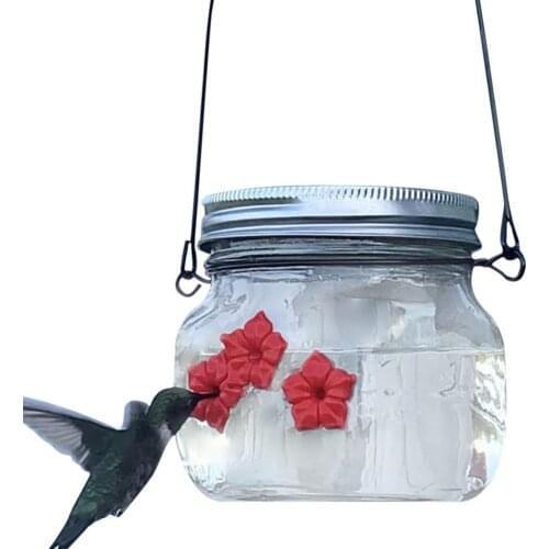 Flowered Hummingbird Water Dispenser Bird Hanging Feeder Transparent Water Feeder Bottle Water Jar For Outdoor Garden Yard Decor