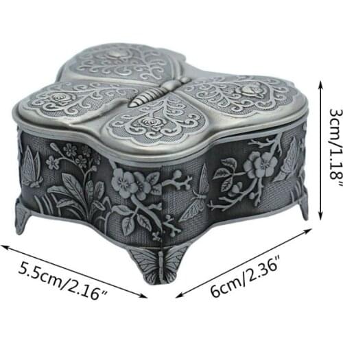Vintage Metal Jewelry Box Treasure Trinket,Ring Earrings Necklace Keepsake Gift