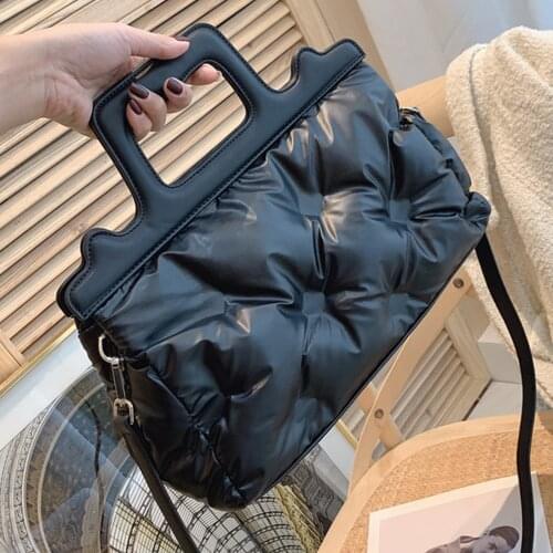 Large Space Cotton Bags for Women Handbag Down Padded Shoulder Bag Female Quilting Crossbody Bags for Women 2021 Big Clutch New