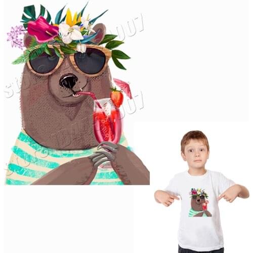 Funny Bear Parches Cartoon Househould Handmade Heat Transfer Iron On DIY Stickers Applique On Clothes Sweet Patches For Lady