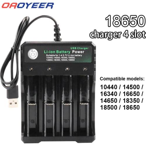 USB 3.7V 18650 Battery Charger Black 1 2 4 Slots AC 110V 220V Dual For 18650 Charging Rechargeable Lithium Battery Charger