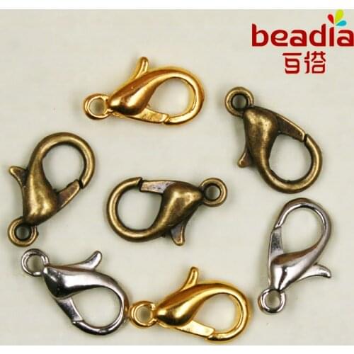 12pcs Gold/Rhodium/Vintage Bronze Plated Lobster Clasps Hooks Jewelry Findings 12mm Free Shipping