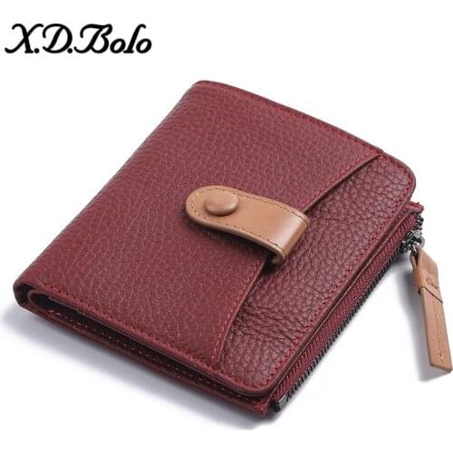 Women Purses 2020 Womens Leather Short Wallet Fashion New First Layer Cowhide Card Bag Zipper Wallet