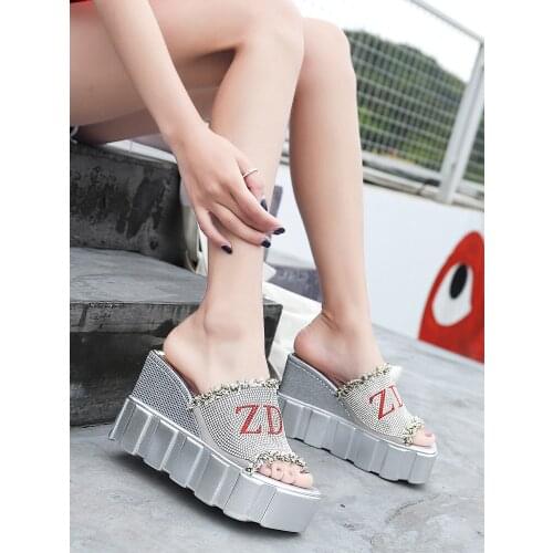 Outdoor Height Increasing Insole Sandals Womens Wedge Fashion 2021 Summer New European and American Platform plus Slippers