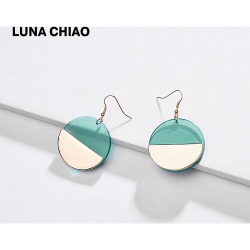LUNA CHIAO Summer Jewelry Transparent Acrylic Resin Round Disc Drop Pendant Earrings for Women