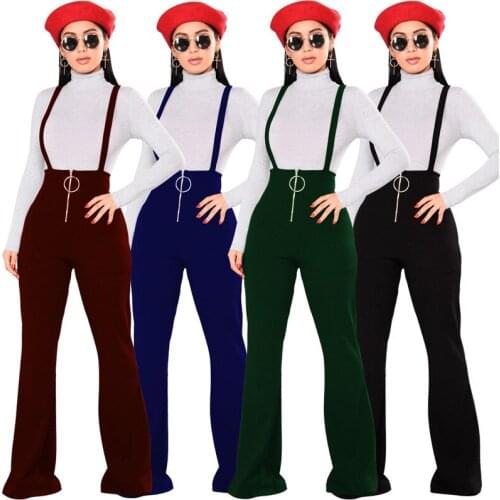 New Fashion High Waisted Wide Leg Pants Women Overalls 2017 Female Palazzo Pants Zipper Fly Casual Vintage Ladies Loose Trousers