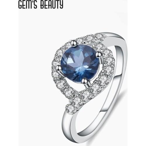 GEMS BEAUTY 925 Sterling Silver Natural London Blue Topaz Rings 2021 Style Oval Evil Eye Handmade Rings For Women Couple Gift