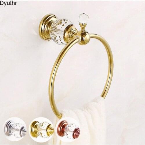Gold crystal towel ring blue and white porcelain bathroom hardware pendant towel rack hanging bath towel hanging DyuIhr