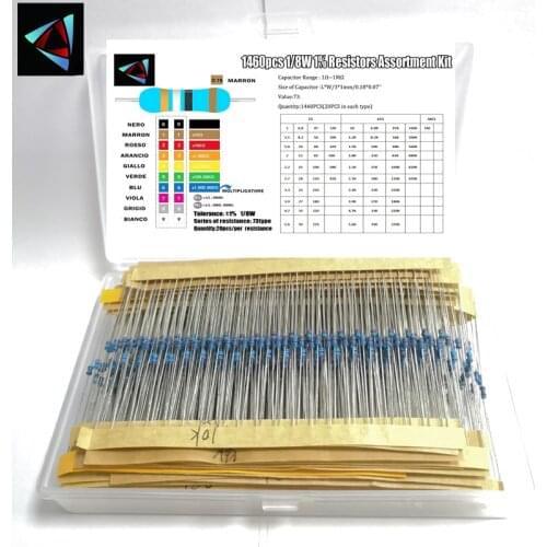 1/8W 1% 73 Values 1R-1M 1460 pcs 0.125W Metal Film Resistor Kit New Arrival High Quality