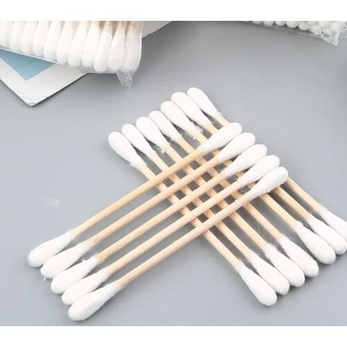 200Pcs Wooden Cotton Swabs Biodegradable Double Tipped Wood Cotton Buds for Makeup MH88