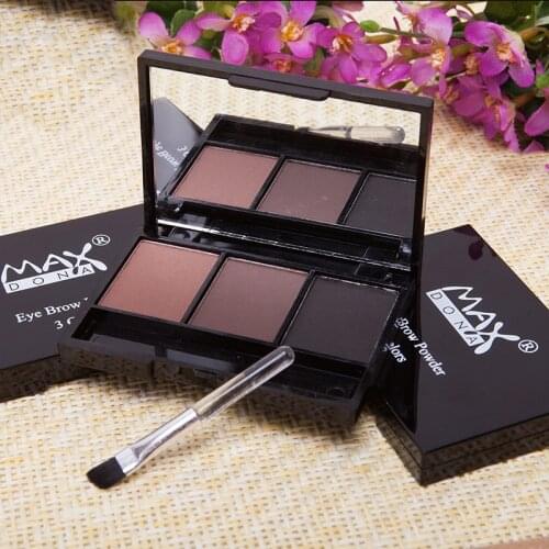 2021Eyebrow powder palette, 3 colors, cosmetic, brand, eyebrow enhancer, professional, waterproof, eye shadow brush, mirror box