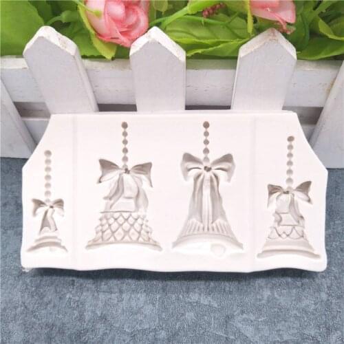 4 Christmas Bells Moulds Cake Decorating Chocolate Candy Sugarcraft Silicone Baking Mold Tools DIY