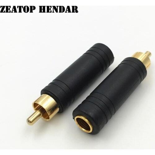 8Pcs Gold Plated RCA Male Jack to 6.35 mm Stereo Female Plug Audio Video AV Adapter Straight Connector