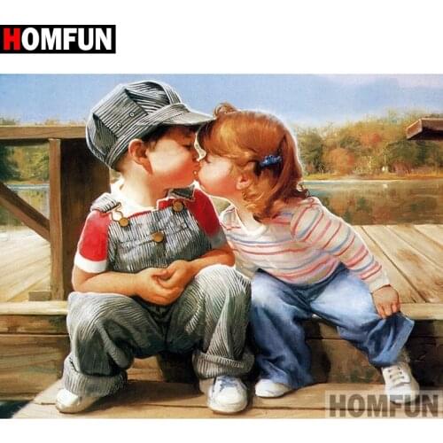 HOMFUN Full Square/Round Drill 5D DIY Diamond Painting "Child scenery" Embroidery Cross Stitch 3D Home Decor Gift A11662