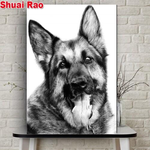Diamond painting German shepherd dog drawings diamond embroidery full round drill mosaic Rhinestones animal pet painting