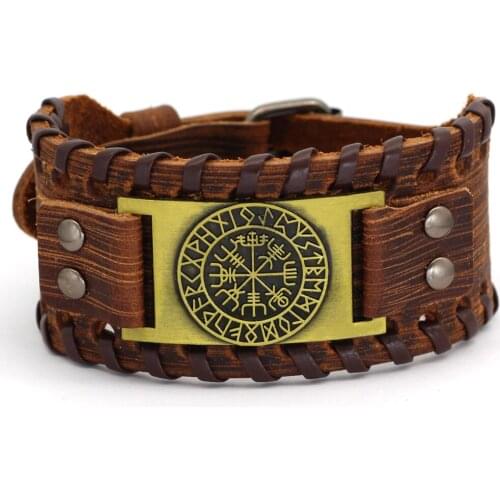 Viking Bracelet Norse Vegvisir - Nordic Bracelet with Runic Compass - Celtic Pagan Jewelry