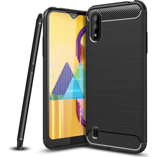 M01 Carbon Fiber Case For Samsung Galaxy M01 Cover TPU Drawing Material Phone Case For Galaxy M01 360 Full Protective Fundas