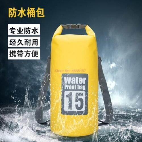 By dhl or ems 50pcs hot 15L 20L Swimming Waterproof Bag Storage Dry Sack Bag For Canoe Kayak Rafting Sport Bags Travel Equipment