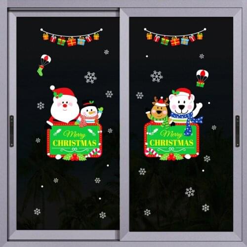 DIY Santa Wall Stickers Shop Window Glass Decor Merry Christmas Decorations For Home Festival Vinyl Mural Decals