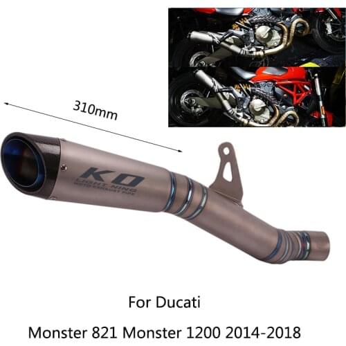 For Ducati Monster 821 1200 2014-2018 Motorcycle Exhaust Pipe Titanium Alloy Mid Pipe Slip On Escape No DB Killer Monster 1200